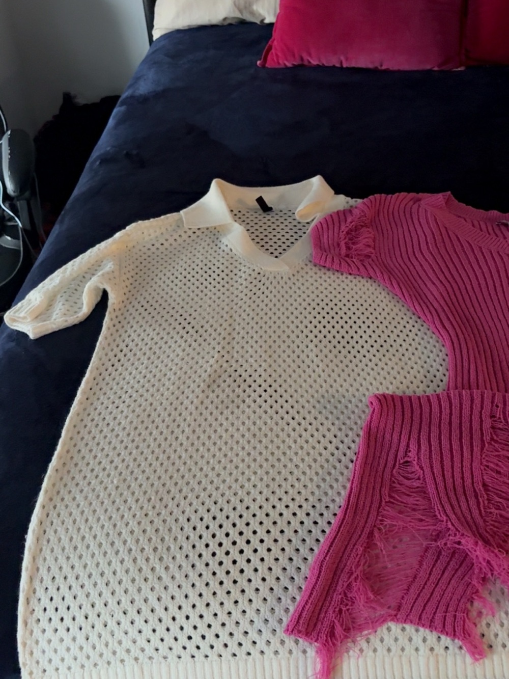 White Open-Knit Polo Sweater - Women's Lightweight Layering Piece
